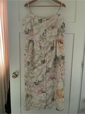 Floral Summer Mid-Length H&M Dress with Buttons Women’s Size XL